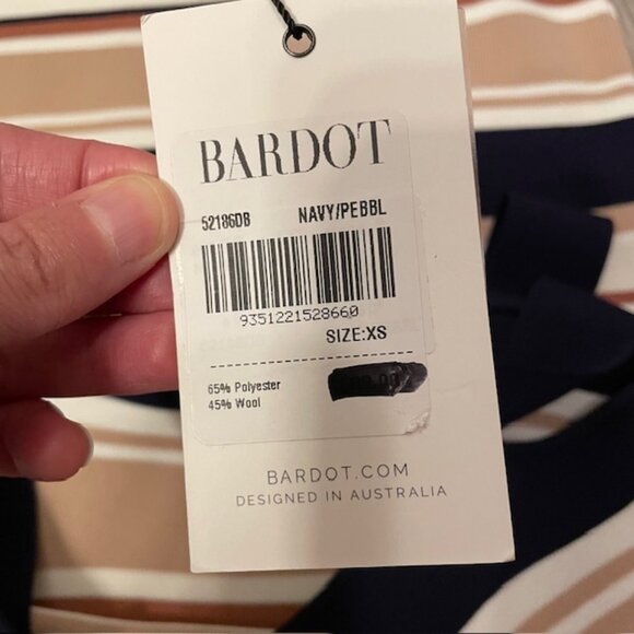 NWT Bardot Striped Sleeveless Bodycon Midi Dress Size XS Square Neck Neutral - Picture 9 of 13